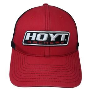HOYT Archery Snapback Mesh Back Trucker Hat Red One Size Colorblock